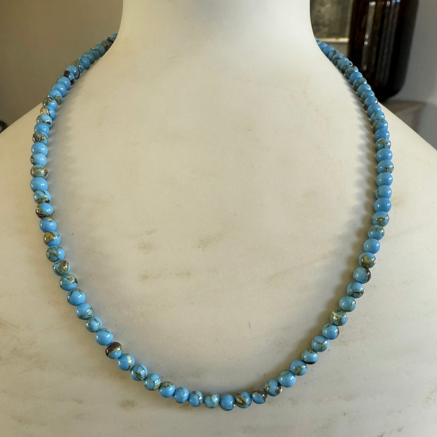 Round Bright Sky Blue Necklace