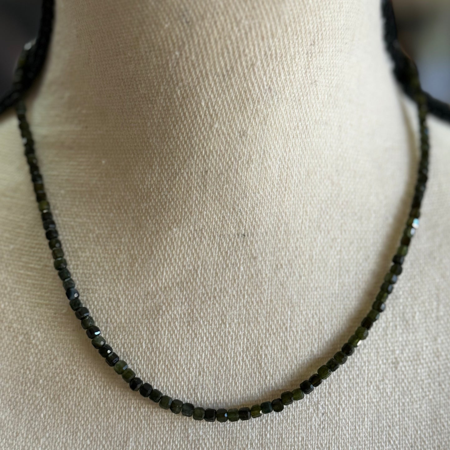 Cube Dark Army Green Necklace