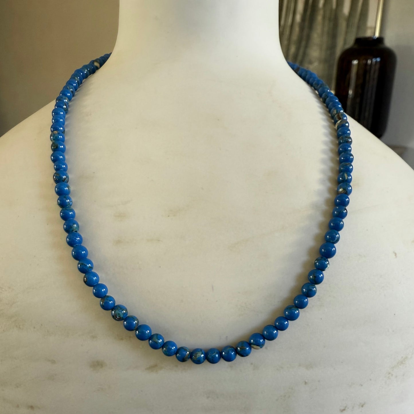 Round Marbled Royal Blue Necklace