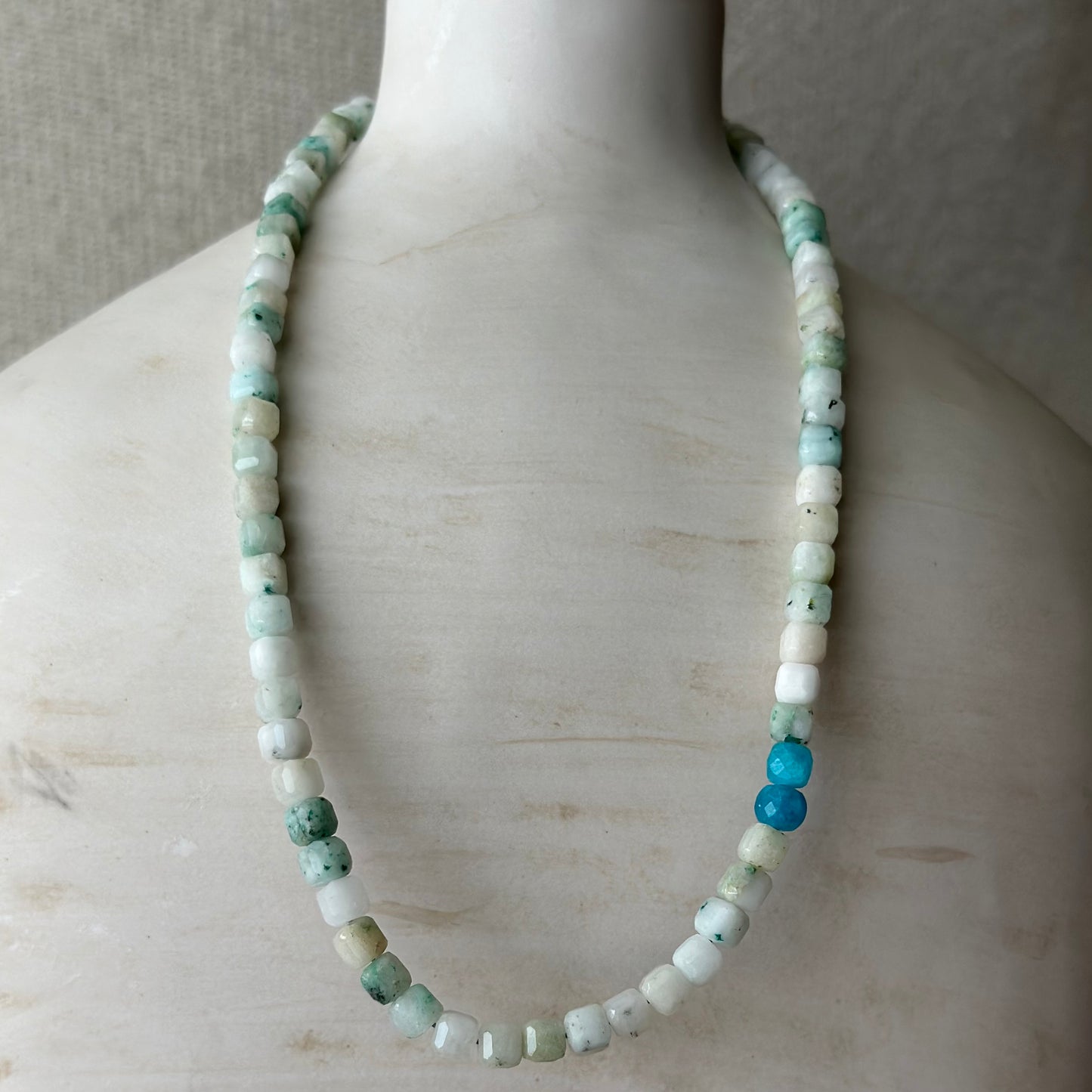 Cube Marbled Light Aqua Necklace