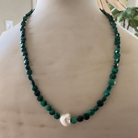 Forest Green with Pearl Necklace