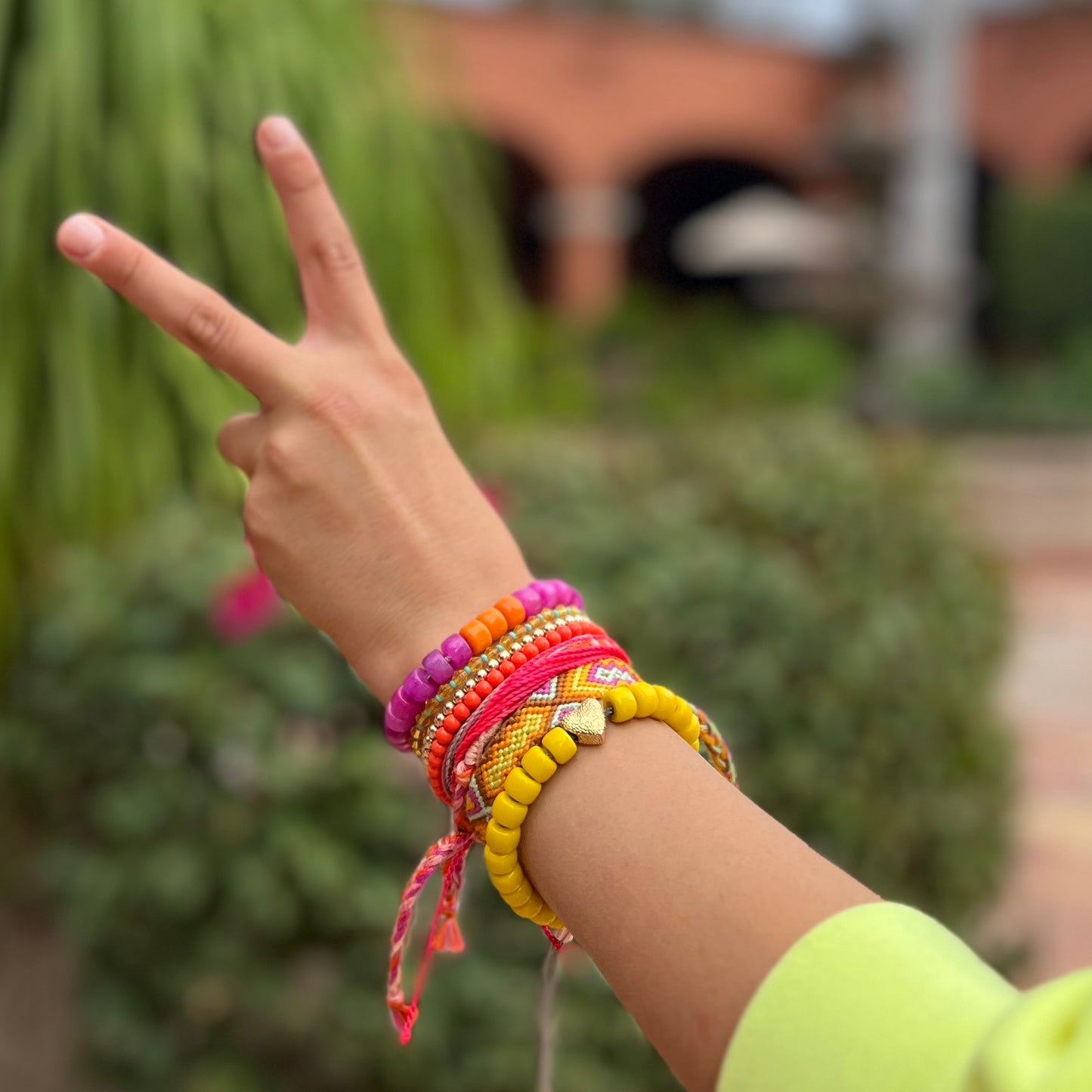Magenta and Orange Forte Bead Bracelet